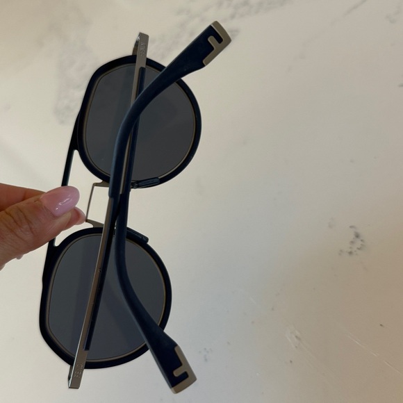 Fendi Round Aviator Sunglasses Blue and Silver Color Unisex - Picture 9 of 15